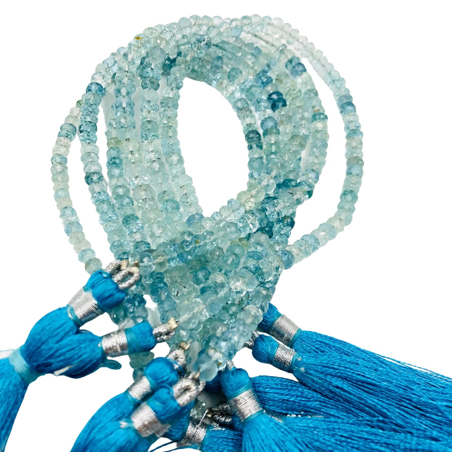 Aquamarine Faceted Rondelle Gemstone Beads 4mm