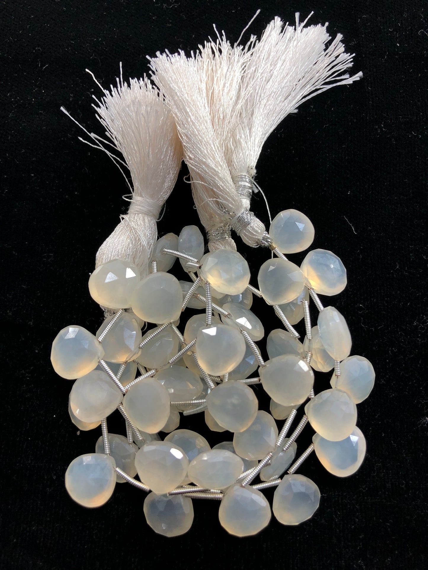 Heart Faceted White Moonstone Necklace, 11mm Gemstone Beads