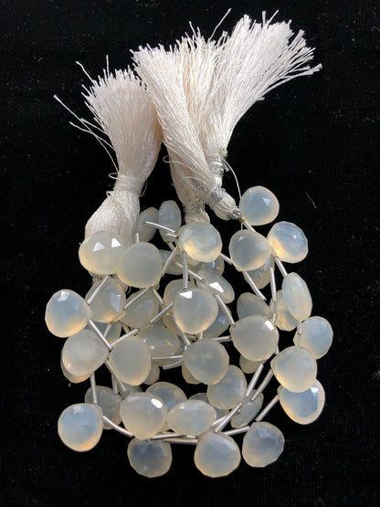Heart Faceted White Moonstone Necklace, 11mm Gemstone Beads