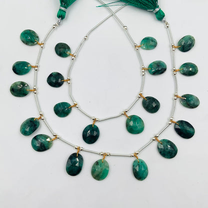 8 Pieces Natural Emerald Rose Cut Slices Cabochons , Free Form Shape Cabochon, Faceted Rose Cut Flat Back Cabochons, Cut Stones Cabochons.