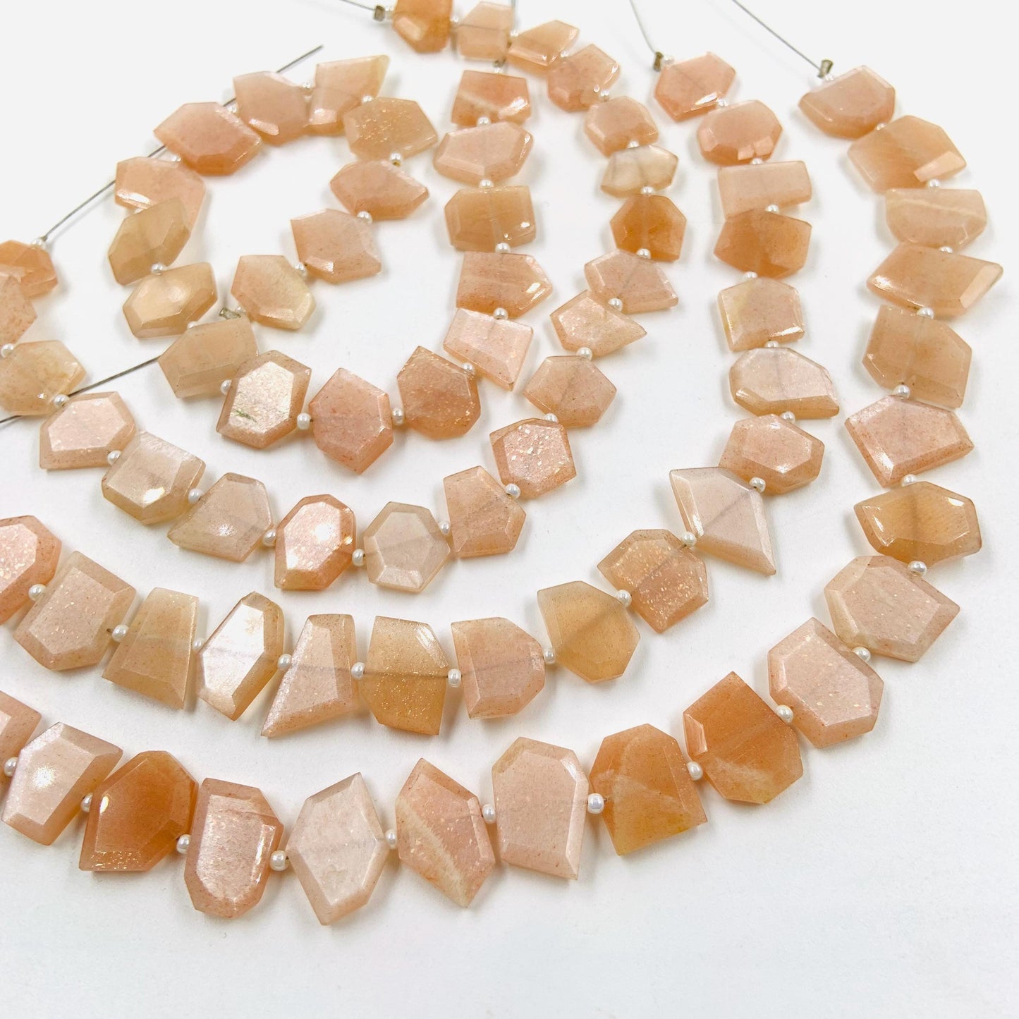 Natural Peach Moonstone Fancy Shape Slice Gemstone Beads, Faceted Gemstone Briolette, Flat Chip beads, Size -9X11mm to 10X13mm BBI949