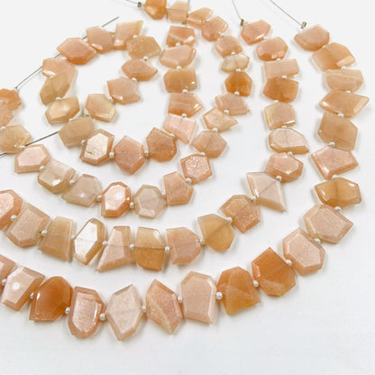 Natural Peach Moonstone Fancy Shape Slice Gemstone Beads, Faceted Gemstone Briolette, Flat Chip beads, Size -9X11mm to 10X13mm BBI949