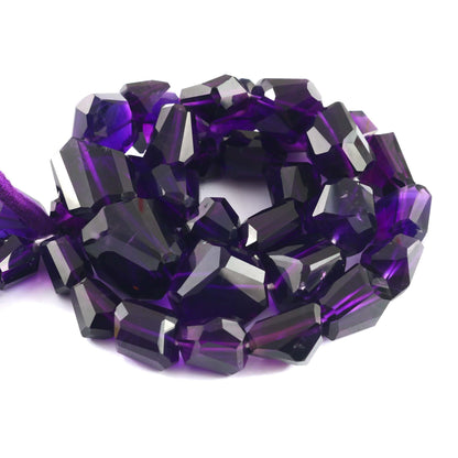 Natural Purple African Amethyst Nugget Beads - Faceted Gemstone Stand 16"