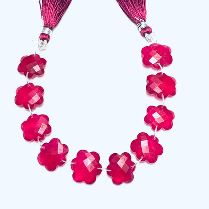 10 Pieces Red Wine Quartzite Faceted Double Drilled Gemstone Beads, Cloud Shape Gemstone, Hand Carved Gemstone Size 14x15x6mm BBI1119