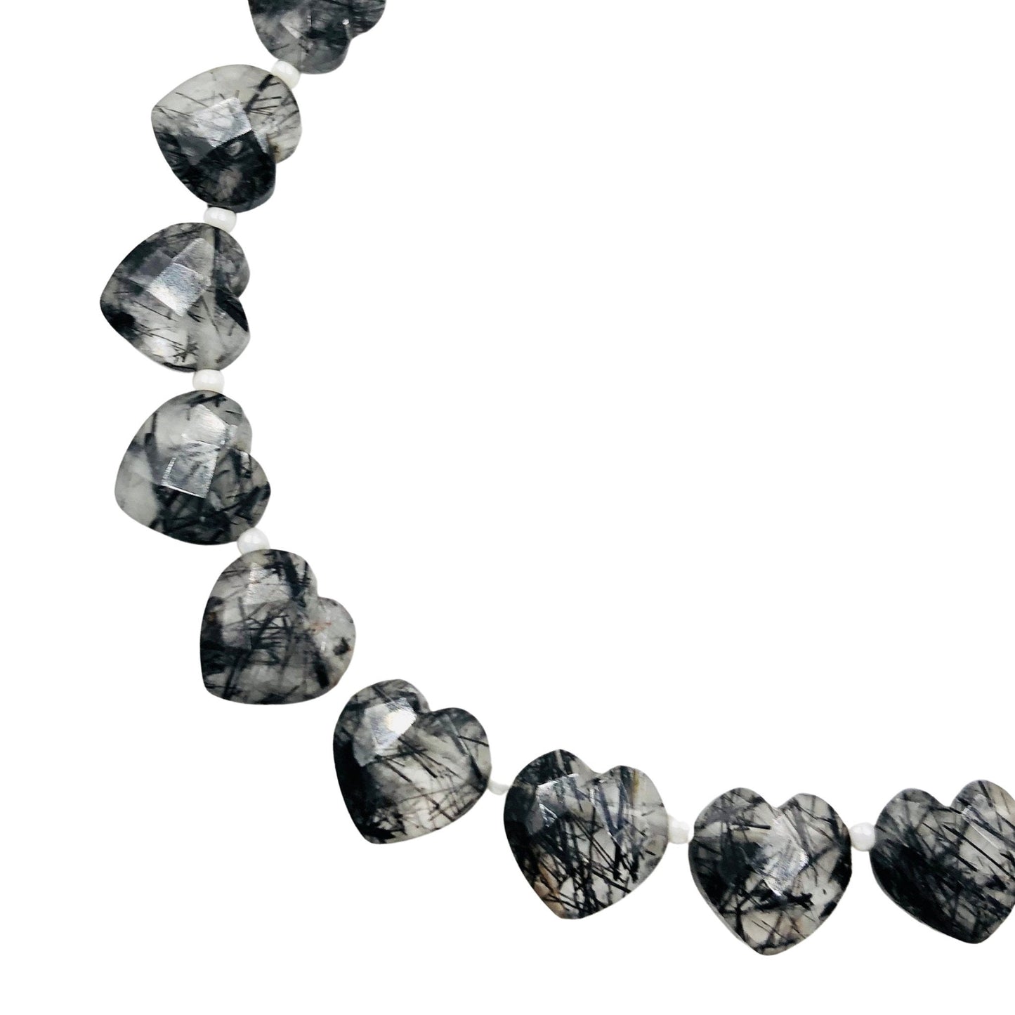 Natural Black Rutile Hand Carved Heart Shape Gemstone Beads , Faceted Carved Heart Shape Gemstone Briolette , Size 10mm, SKU-BBI339
