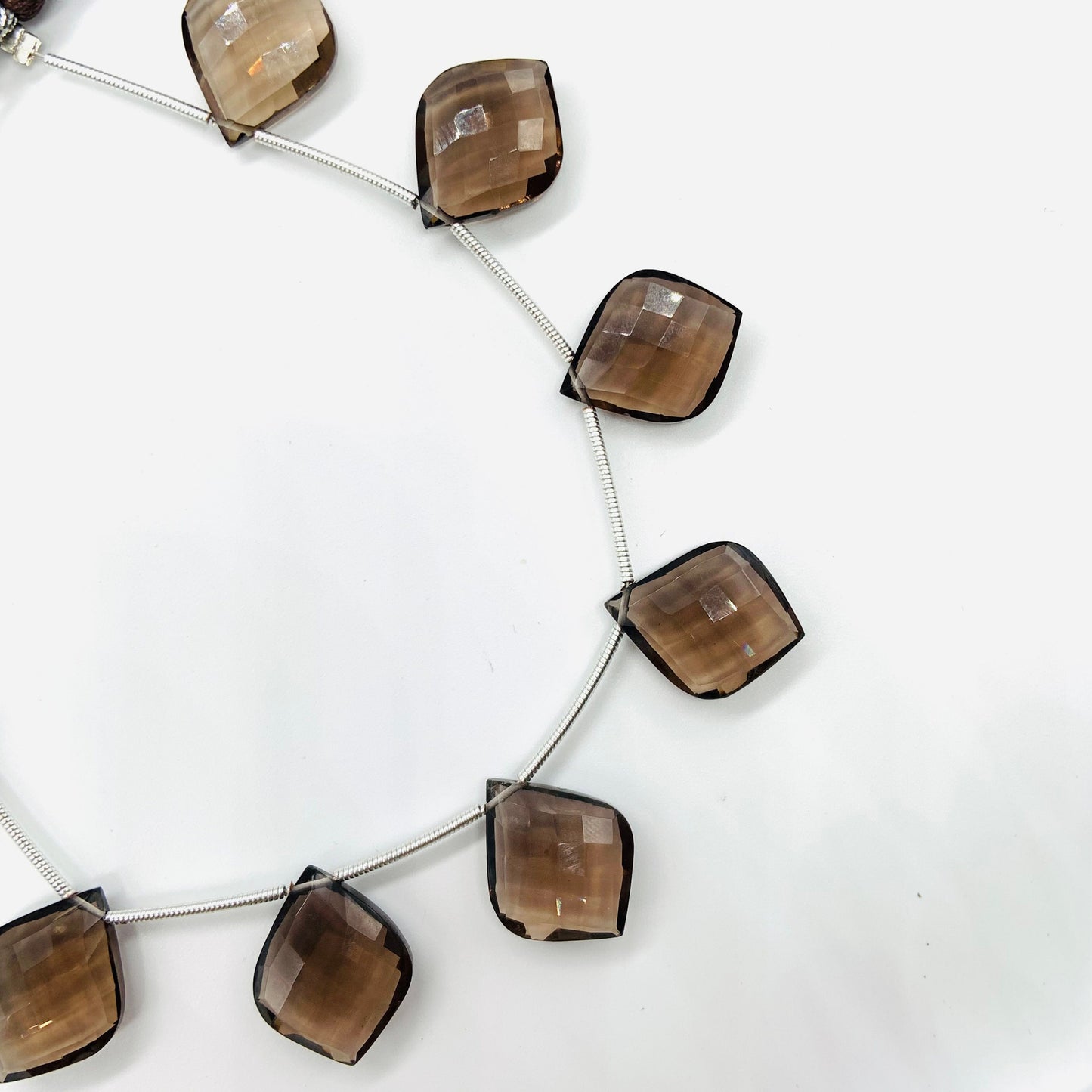 10 Pieces Natural Smoky Quartz Carved Fancy Cut Shape Gemstone Briolette Side Drill Beads Line | Faceted Gemstone Beads. BBI1002