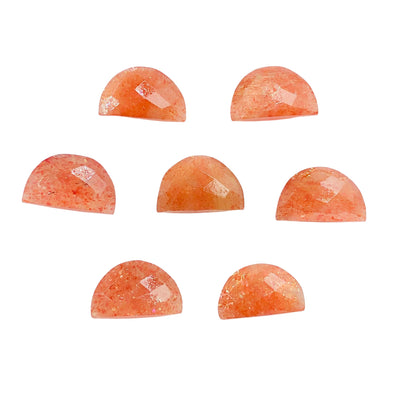 2 Pieces Natural Orange Sunstone Faceted Semi Circle Shape Gemstone, Size 10x16mm, Half Moon Gemstone Briolette, Making Jewelry, SKU-BBI234