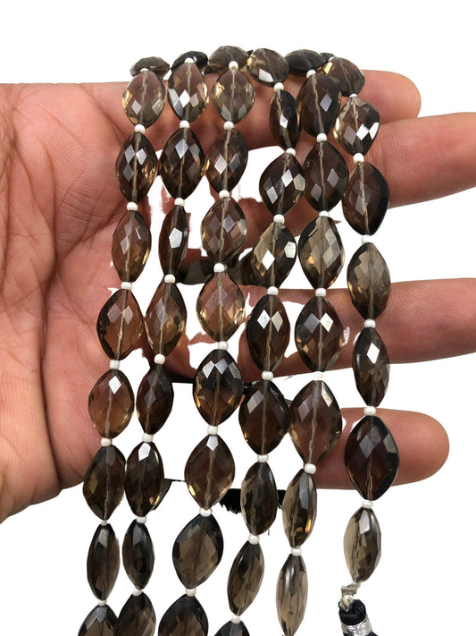 Natural Smoky Quartz Marquise Gemstone  Beads Facetted Beads Briolette Marquise shape , jewelry supplies 10mmX14mm SKU-BBI863