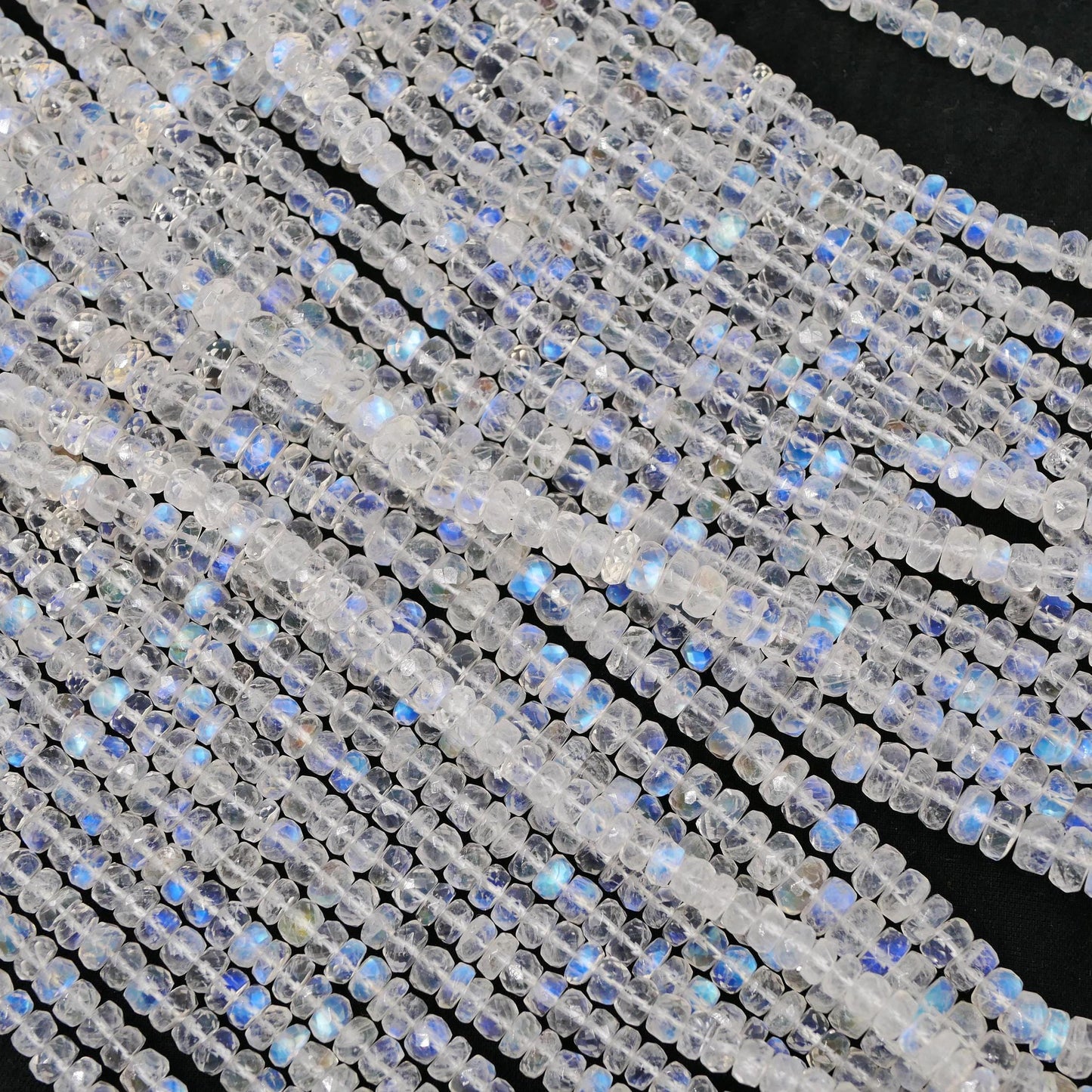 AAA Quality Natural White Rainbow Blue Flashy Roundel Beads White rainbow Faceted Rondelle Shape Beads Briolette Jewelry Making Beads 16inch
