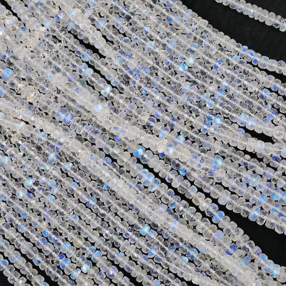 AAA Quality Natural White Rainbow Blue Flashy Roundel Beads White rainbow Faceted Rondelle Shape Beads Briolette Jewelry Making Beads 16inch