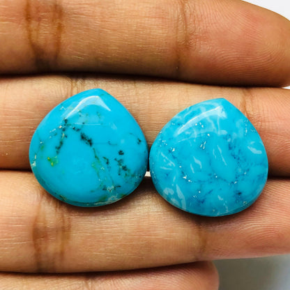 1 Pair Howlite Turquoise Smooth Heart Shape Gemstone, Size 18X18mm, Matching Pair Briolette, Earring Making Gemstone , SKU - BBI999