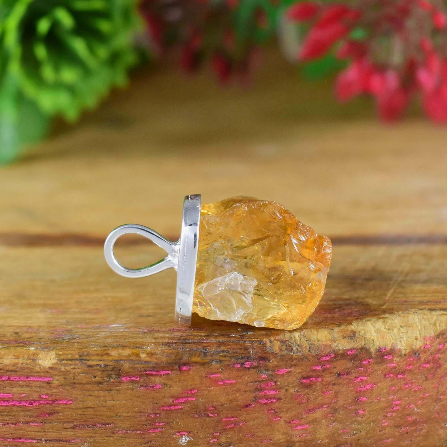 Natural Raw Citrine Pendant, High Quality Stone High Finished Silver jewelry, Chunky necklace, Gift For Her, Raw Birthstone Necklace, P-0005