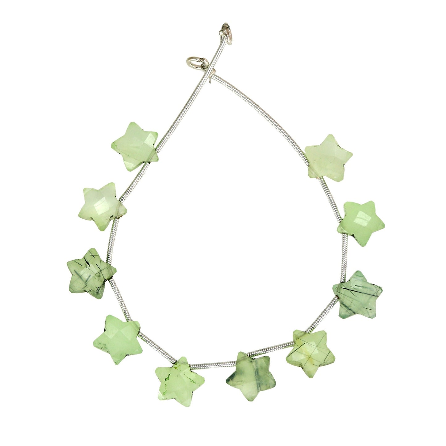 Prehnite Star Gemstone Beads, Faceted, 10mm, Jewelry Making, 10 Piece Lot