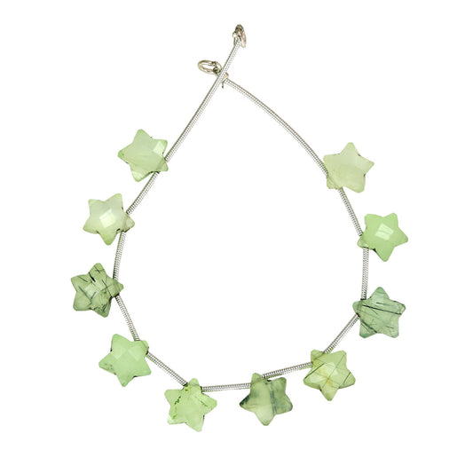 Prehnite Star Gemstone Beads, Faceted, 10mm, Jewelry Making, 10 Piece Lot