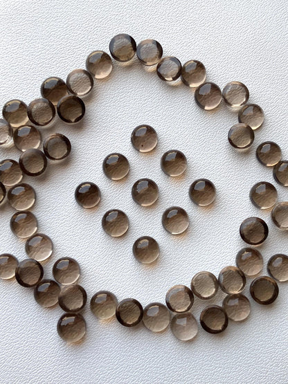 Natural Smoky Quartz Smooth Round Gemstone Cabochon, CALIBRATED Loose Stone Cab, Round Jewelry Making Cabochons Semi Precious Cabochons