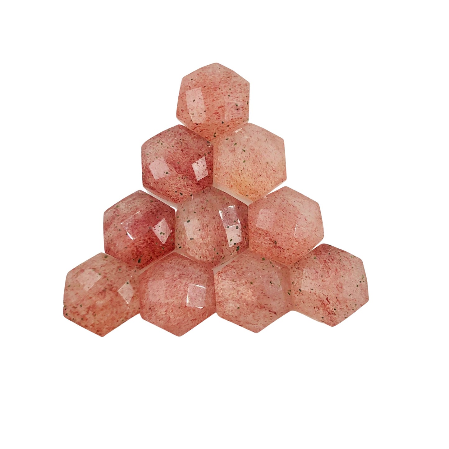 2 Pieces Natural Red Strawberry Faceted Gemstone Beads , Hexagon Shape Gemstone, Earring Components, Size 12mm, SKU - BBI1060
