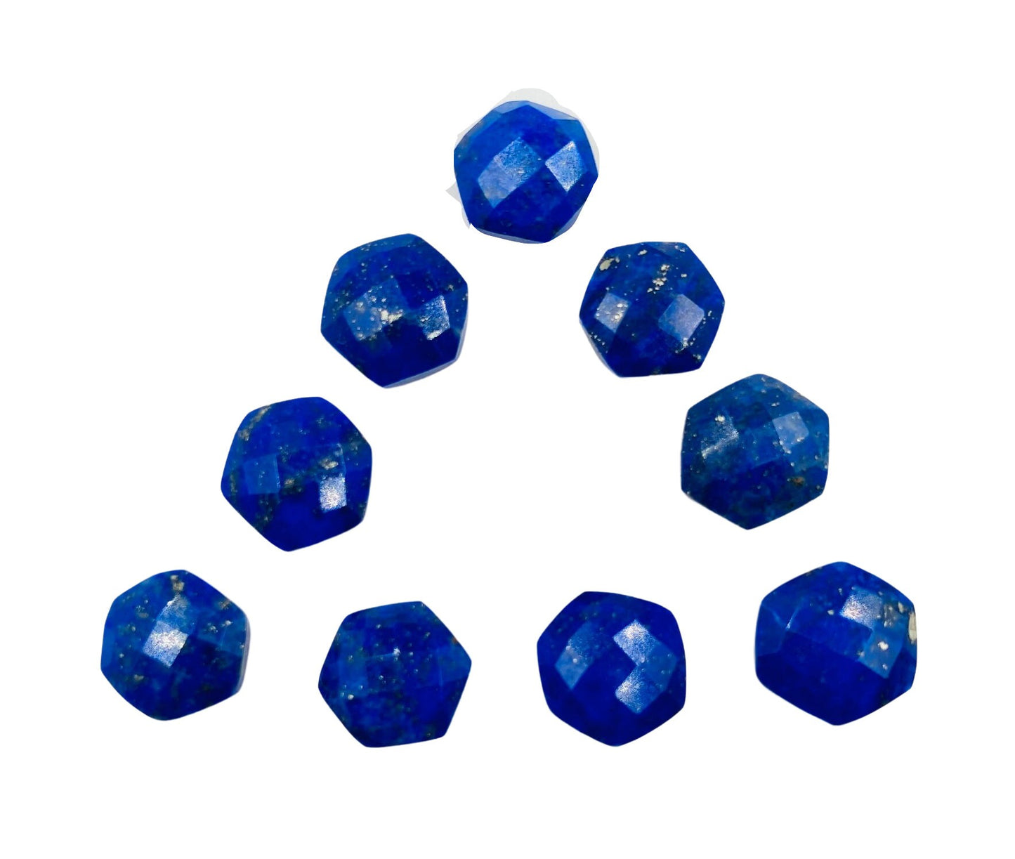 2 Pieces Natural Lapis Lazuli Faceted Hexagon Shape Gemstone Beads, Earring Components, Size 12mm, SKU - BBI717
