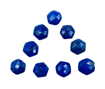 2 Pieces Natural Lapis Lazuli Faceted Hexagon Shape Gemstone Beads, Earring Components, Size 12mm, SKU - BBI717
