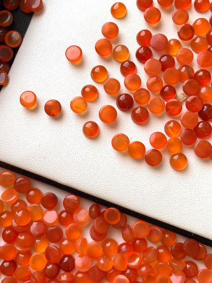 Natural Carnelian Smooth Round Gemstone Cabochon, CALIBRATED Loose Stone Cab, Round Jewelry Making Cabochons Semi Precious Cabochon