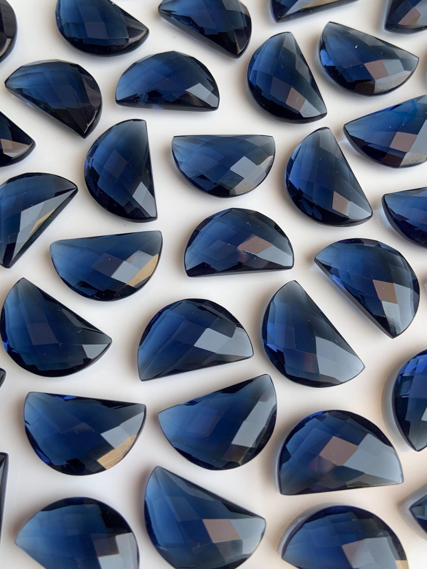 2 Pieces Blue hydro Quartz Faceted D' Shape Gemstone, Size 10mmx16mm, Half Moon Shape Gemstone Briolette for jewelry making, gift for her