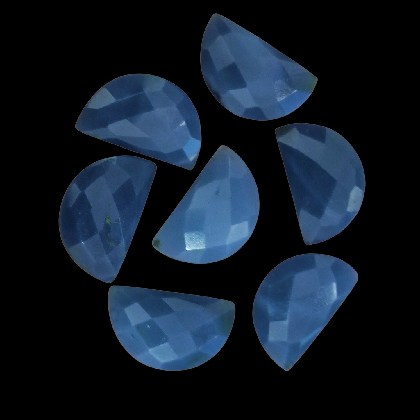 2 Pieces Natural Blue Opal Faceted Semi Circle Shape Gemstone, Size 10x16mm, Hand Carved Fancy Briolette, Earring Components , SKU-BBI240
