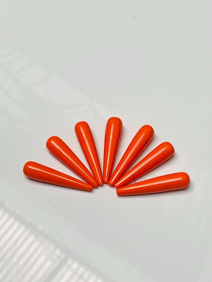 1 Pair Red Coral Smooth Drop Shape Gemstone, Handmade Matching Pair beads, Coral Matched Drops Pairs Jewelry Making Supplies" Size - 7x30mm