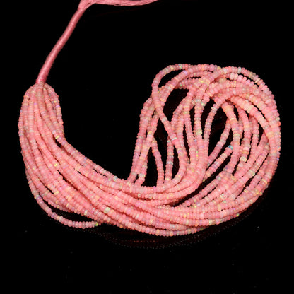 Natural Pink Ethiopian Opal Rondelle Beads