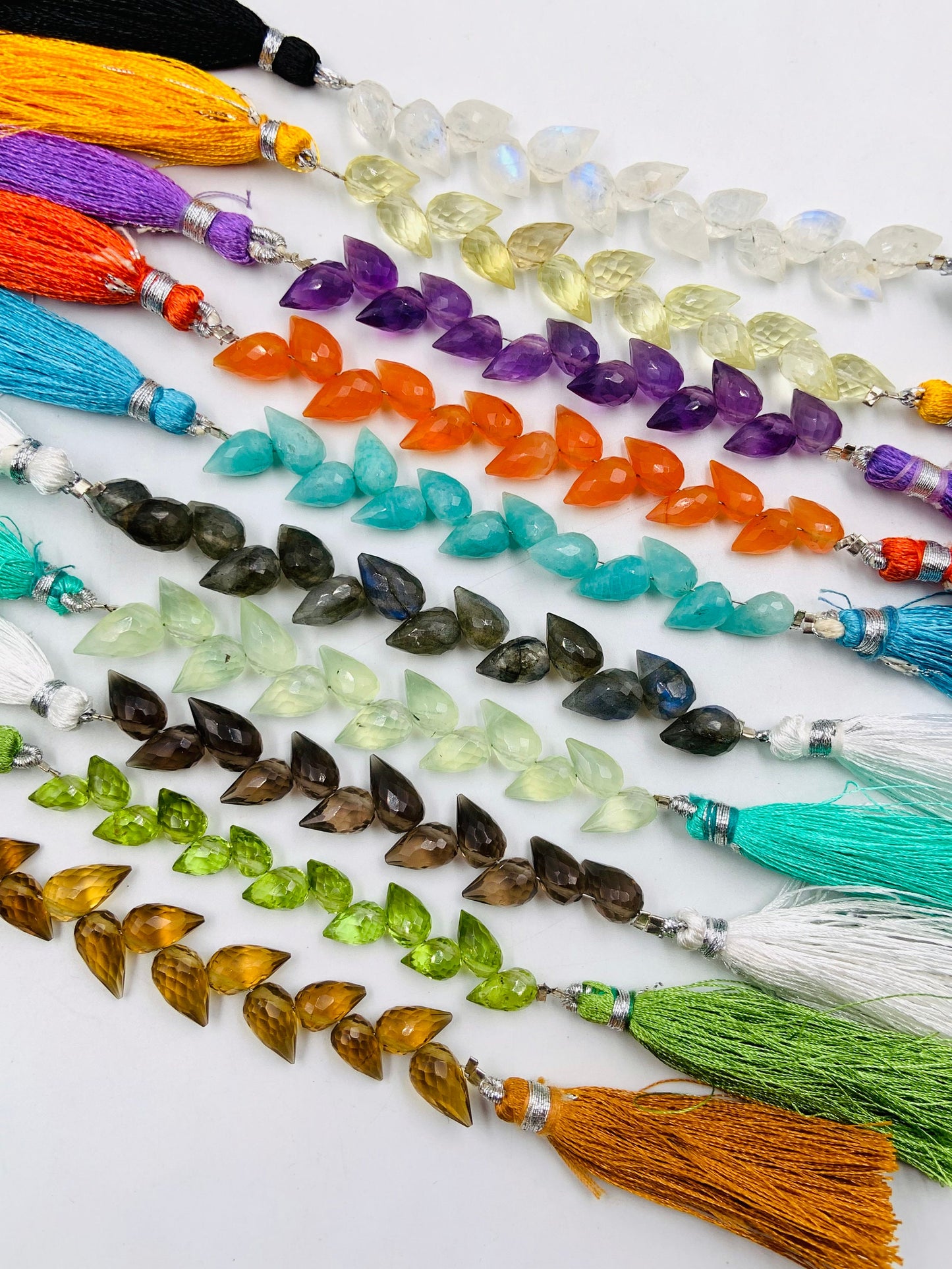 4 Inches Natural Mix gemstone Buds Briolette Beads mix Gemstone Faceted Flower Buds Size 5X9 MM To 6X10 MM gemstone Drops jewelry Making