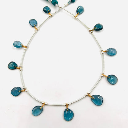 Natural Blue Kyanite Rose Cut Cabochons | Free Form Faceted Flat Back Gemstones