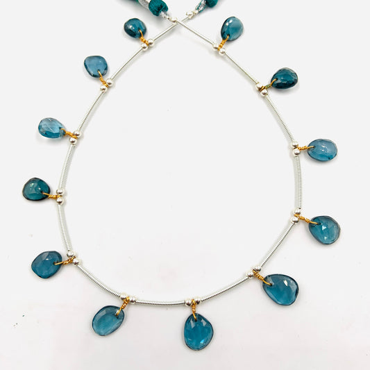 Natural Blue Kyanite Rose Cut Cabochons | Free Form Faceted Flat Back Gemstones