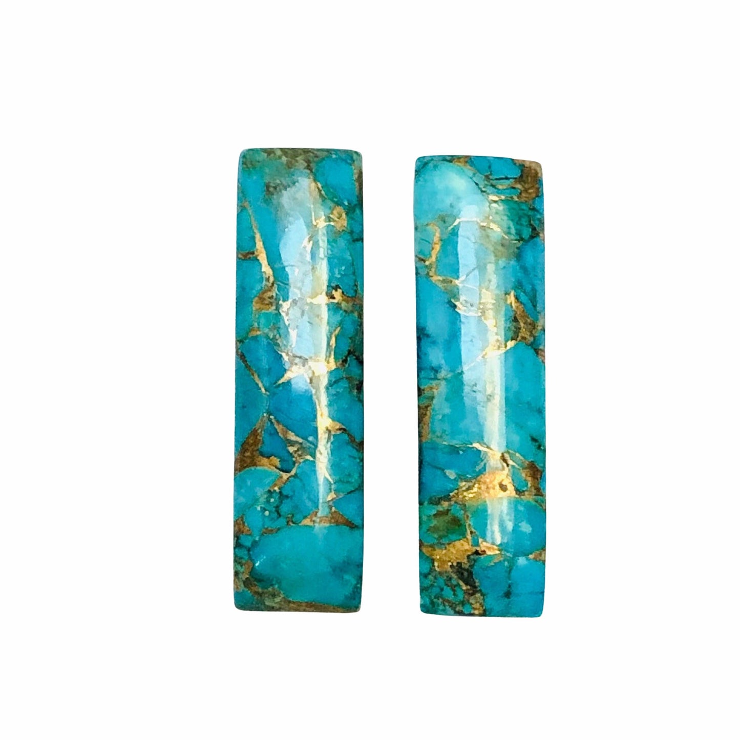 1 Pair Copper Turquoise Smooth Long Rectangle Shape Gemstone, Size 7x24mm, Matching Pair Briolette, Earring Making Gemstone , SKU - BBI983