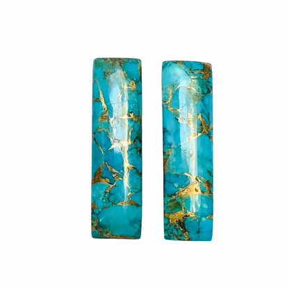 1 Pair Copper Turquoise Smooth Long Rectangle Shape Gemstone, Size 7x24mm, Matching Pair Briolette, Earring Making Gemstone , SKU - BBI983