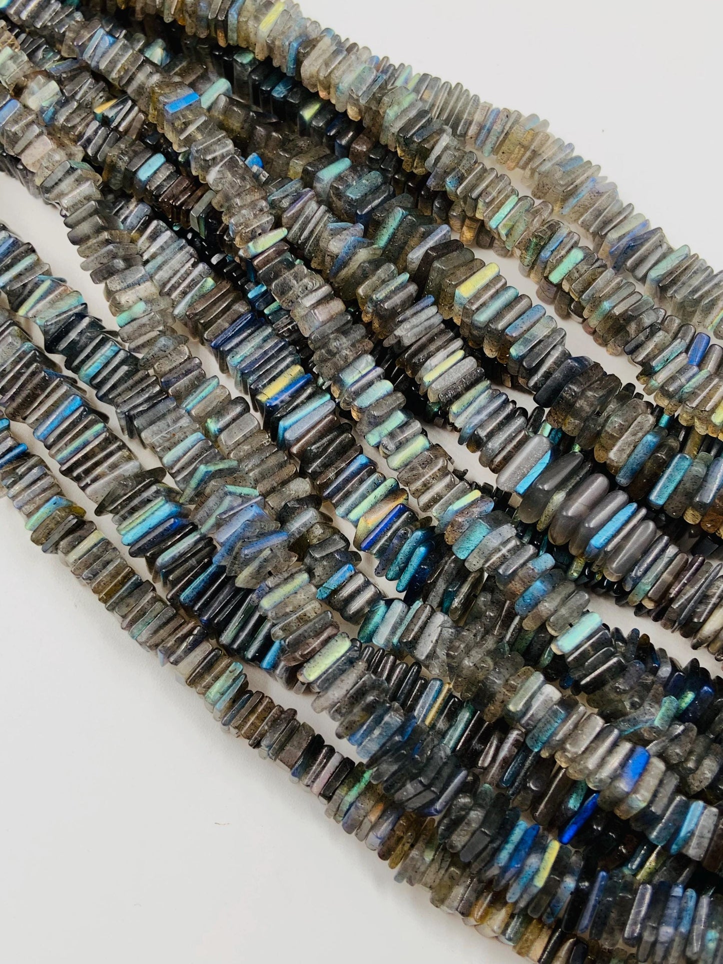 AAA Blue Flash Labradorite Square Beads, Smooth Gemstone Strand, 18 Inch