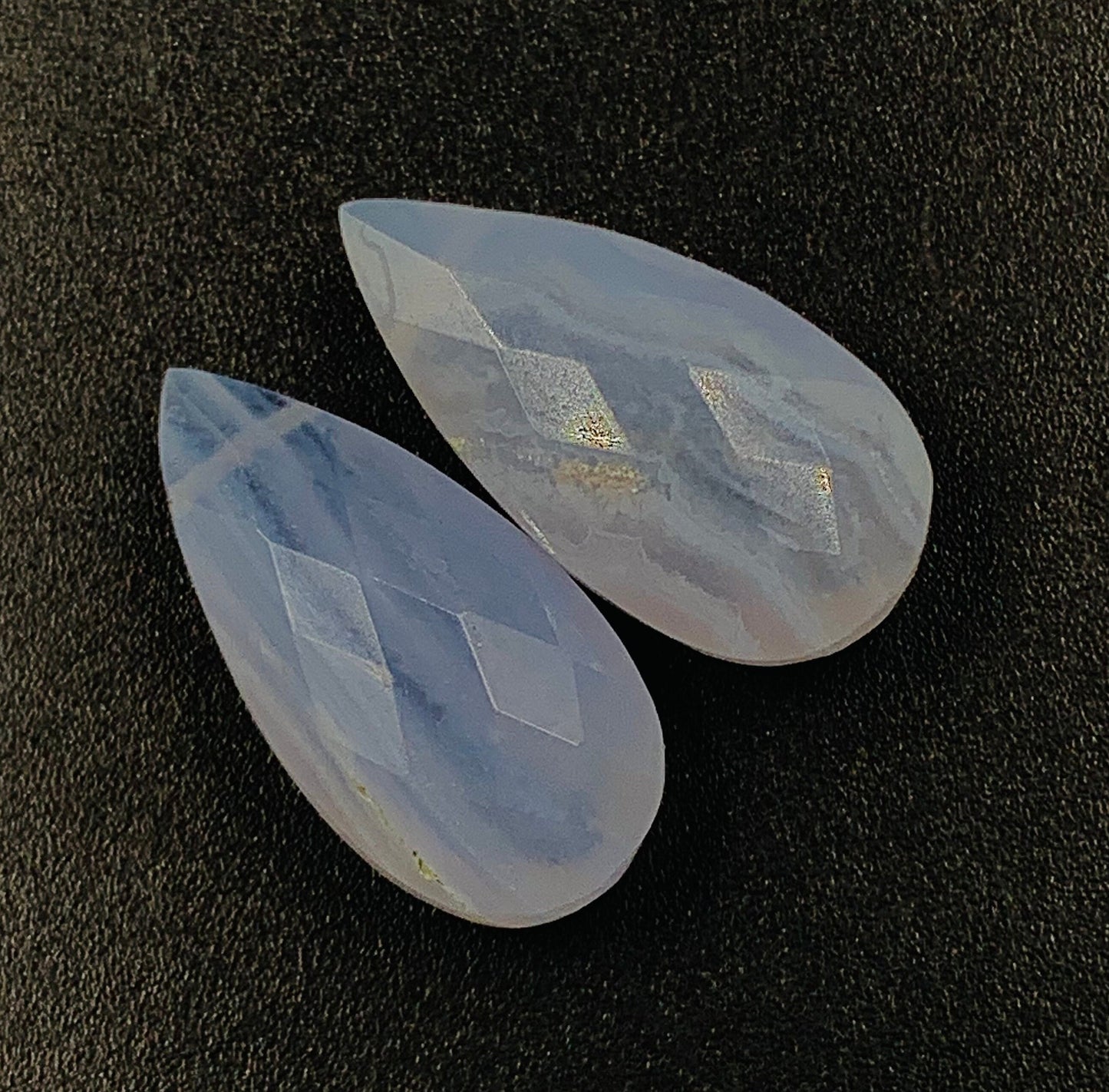 1 Pair Natural Blue Lace Agate Faceted Pear Shape Gemstone, Size 10x20mm,10x25mm Matching Pair Briolette, Earring Making SKU-BBI1047