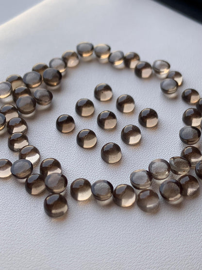 Natural Smoky Quartz Smooth Round Gemstone Cabochon, CALIBRATED Loose Stone Cab, Round Jewelry Making Cabochons Semi Precious Cabochons
