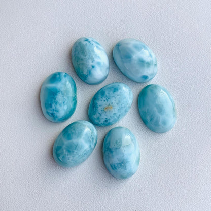 Natural Larimar Smooth Oval Shape Gemstone Cabochon, CALIBRATED Loose Stone Cab, Oval Jewelry Making Cabochon Semi Precious Cabochons