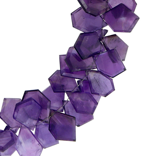 Natural Amethyst Slice Beads Faceted Nugget Step Cut 6 Inch Strand Purple Gemstone