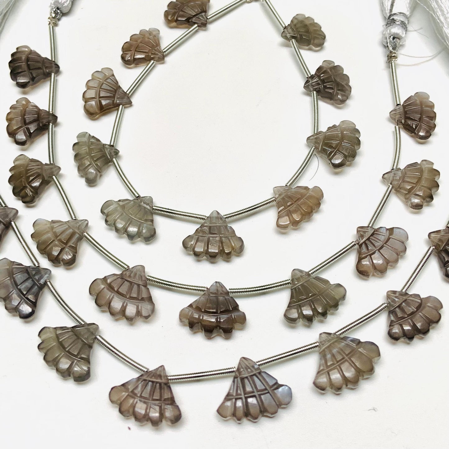 10 Pcs Natural Grey moonstone Triplet Carved Tree Shape Briolette Side Drill Beads Size 13x16x5mm fancy shape briolette for jewelry making