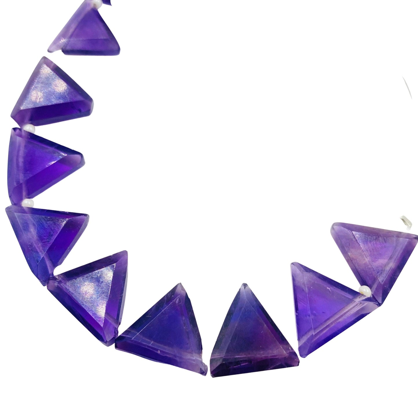Natural African Amethyst Faceted Triangle Gemstone Beads 6 Pcs