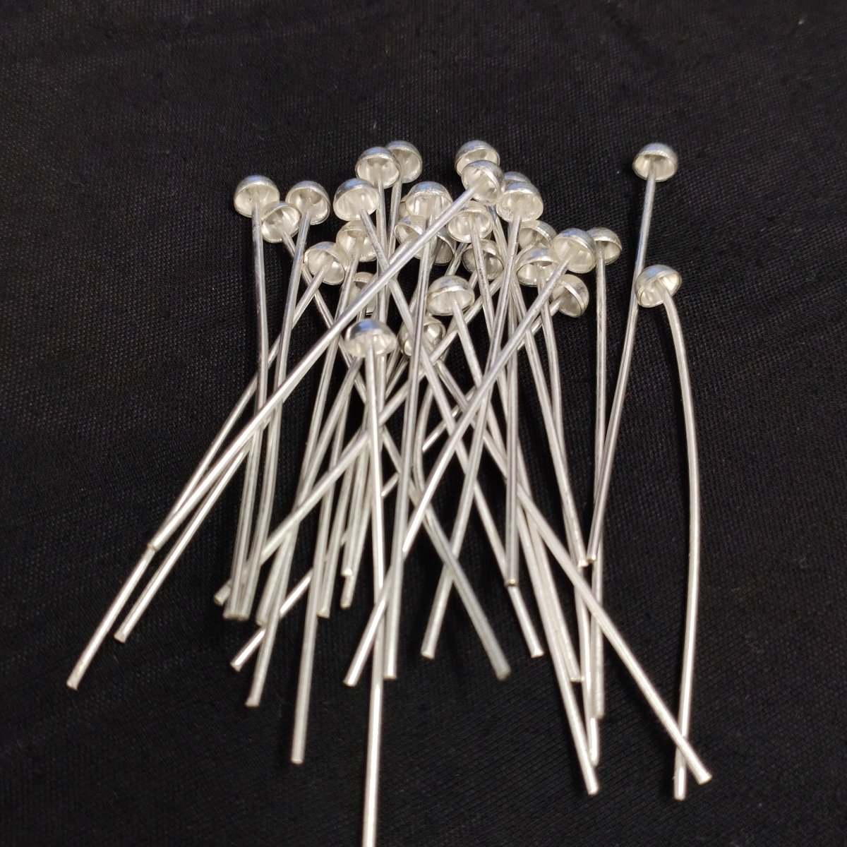 50 PCS Silver - Plated Decorative Headpin, Fancy Headpins, Silver Flat Round Headpins, Professional Jewelry Making Findings, Beading SKU - BC308 - BeadsBoatInc