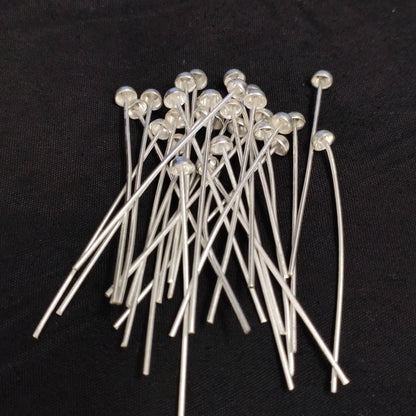 50 PCS Silver - Plated Decorative Headpin, Fancy Headpins, Silver Flat Round Headpins, Professional Jewelry Making Findings, Beading SKU - BC308 - BeadsBoatInc