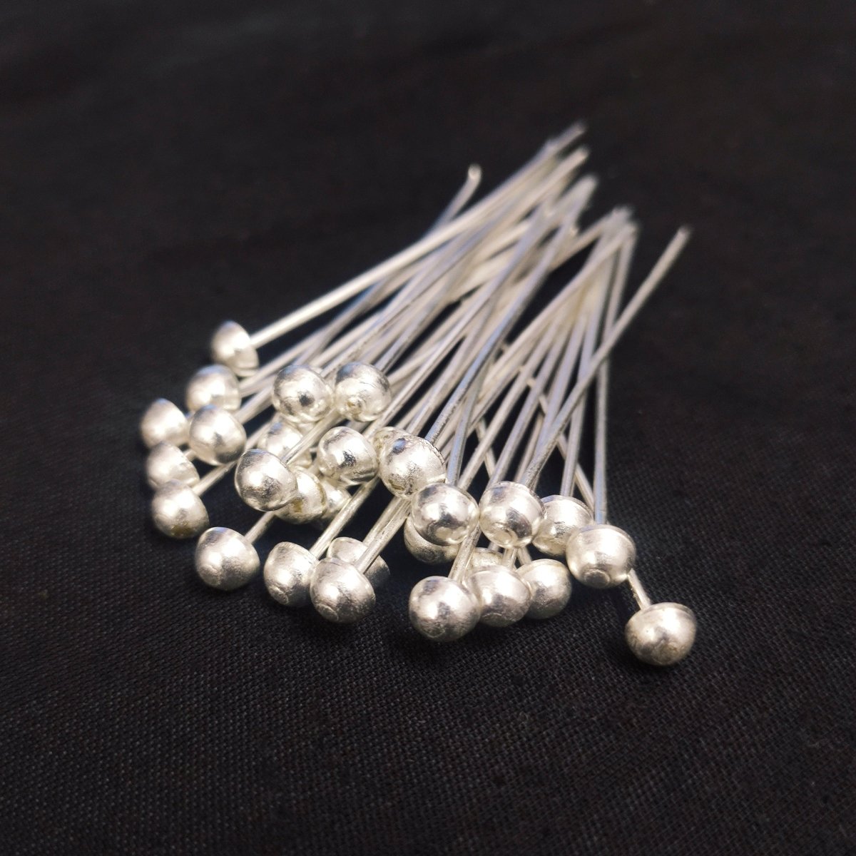 50 PCS Silver - Plated Decorative Headpin, Fancy Headpins, Silver Flat Round Headpins, Professional Jewelry Making Findings, Beading SKU - BC308 - BeadsBoatInc