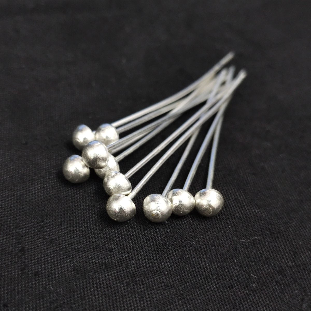 50 PCS Silver - Plated Decorative Headpin, Fancy Headpins, Silver Flat Round Headpins, Professional Jewelry Making Findings, Beading SKU - BC308 - BeadsBoatInc