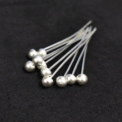 50 PCS Silver - Plated Decorative Headpin, Fancy Headpins, Silver Flat Round Headpins, Professional Jewelry Making Findings, Beading SKU - BC308 - BeadsBoatInc