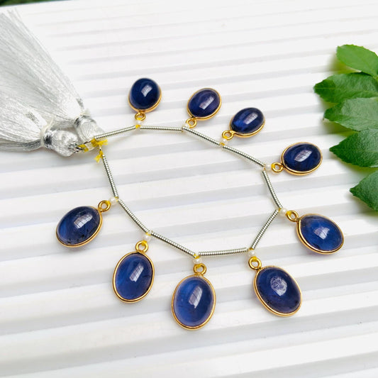 Natural Iolite Oval Cabochons – 10pcs 8x10mm Jewelry Beads