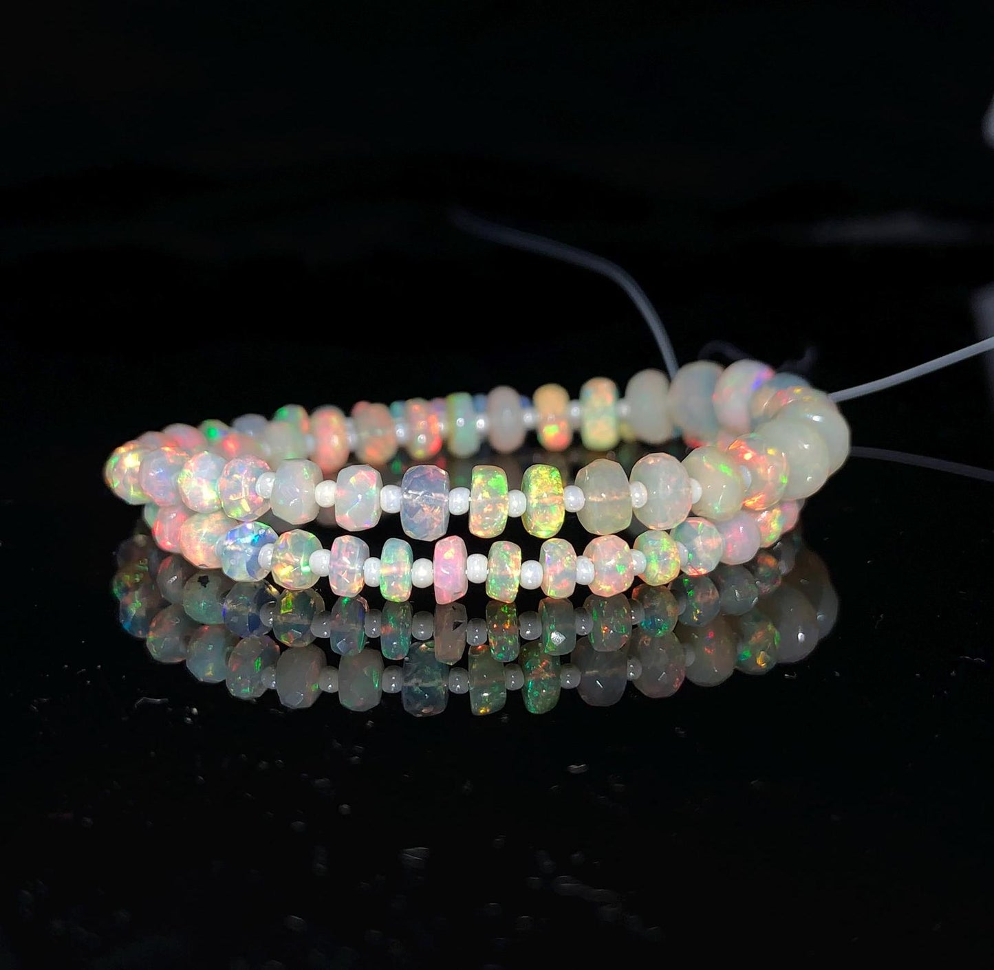 AAA Natural Ethiopian Opal Faceted Rondelle Beads 4mm–7mm