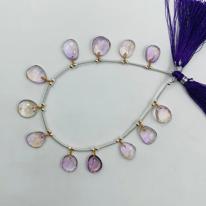 12 Pieces Natural Ametrine Rose Cut Slices Cabochons , Free Form Shape Cabochon, Faceted Rose Cut Flat Back Cabochons, Cut Stones Cabochons.