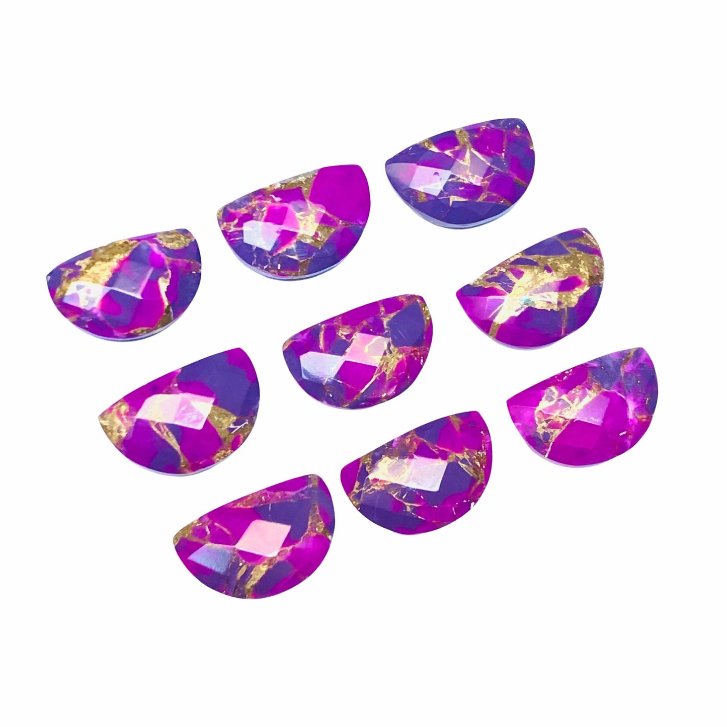 2 Pieces Purple Copper Turquoise gemstone, Half Moon D - Shape gemstone, Earring Components, Half moon gemstone, Size 10x16mm, SKU - BBI244