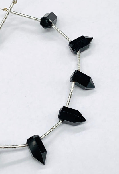 10 Pcs Black Onyx & Faceted Amethyst Beads 6x12mm | Natural Gemstone Necklace