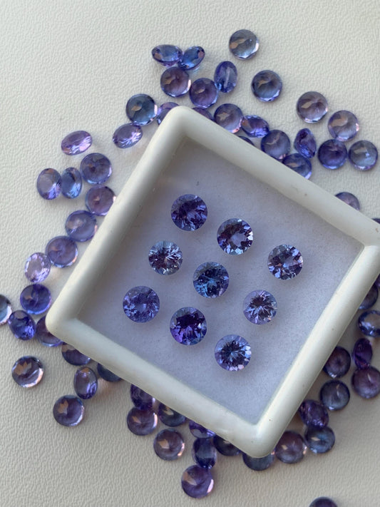 Natural Tanzanite Faceted Round Shape Cut Stone CALIBRATED Loose Stone Cut Round Jewelry Making Semi Precious Stone For ring, gift for her
